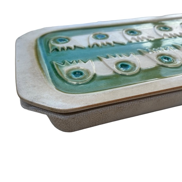 Vintage Midcentury Modern Bennington Pottery Lidded Casserole Dish, Rectangular - Picture 3 of 11